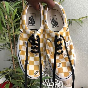 Yellow white Checkered Vans sneakers trainers skateboarding streetwear- Mens 9